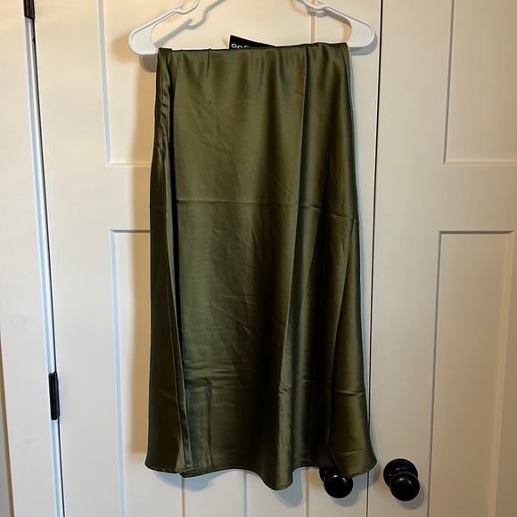 Olive High Waist Satin Skirt main image 1